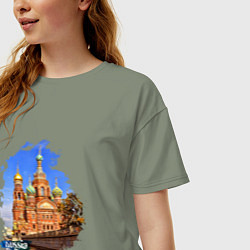 Футболка оверсайз женская Путешествие Санкт-Петербург Россия, цвет: авокадо — фото 2