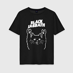 Женская футболка оверсайз Black Sabbath Рок кот