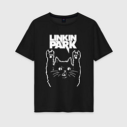 Женская футболка оверсайз Linkin Park, Линкин Парк, Рок кот