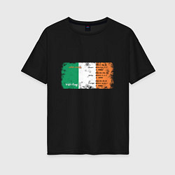 Футболка оверсайз женская Флаг Ирландии, цвет: черный