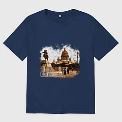 Футболка оверсайз женская Санкт-Петербург Ретро Питер, цвет: тёмно-синий