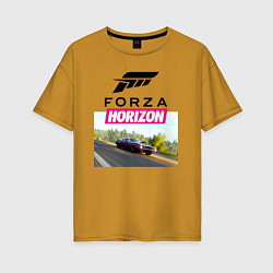 Футболка оверсайз женская Forza Horizon 5 Plymouth Barracuda, цвет: горчичный