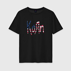 Женская футболка оверсайз KoRn, Корн флаг США