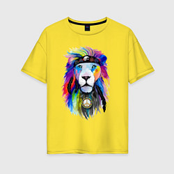 Женская футболка оверсайз Color lion! Neon!