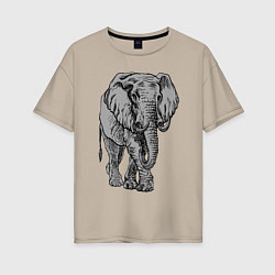 Женская футболка оверсайз Огромный могучий слон