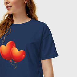 Футболка оверсайз женская Воздушные Сердца Любовные Шары, цвет: тёмно-синий — фото 2