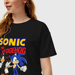Футболка оверсайз женская ЕЖ СОНИК SONIC THE HEDGEHOG, цвет: черный — фото 2