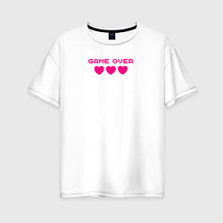 Женская футболка оверсайз Game over розовый текст