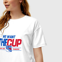 Футболка оверсайз женская New York Rangers We want the cup Нью Йорк Рейнджер, цвет: белый — фото 2