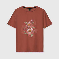 Женская футболка оверсайз Нежные розовые цветы