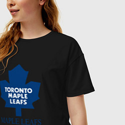 Футболка оверсайз женская Toronto Maple Leafs are coming Торонто Мейпл Лифс, цвет: черный — фото 2