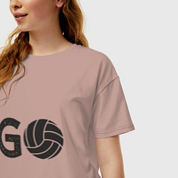 Футболка оверсайз женская Go Volleyball, цвет: пыльно-розовый — фото 2