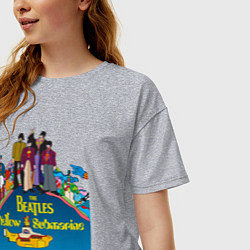 Футболка оверсайз женская The Beatles on a Yellow Submarine, цвет: меланж — фото 2