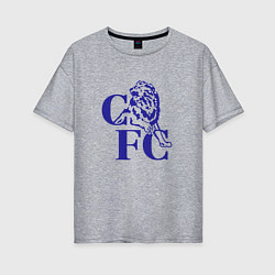 Футболка оверсайз женская Chelsea Челси Ретро логотип, цвет: меланж