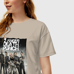Футболка оверсайз женская Five Finger Death Punch!, цвет: миндальный — фото 2