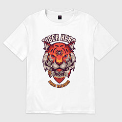 Женская футболка оверсайз Тигр робот