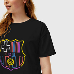 Футболка оверсайз женская FC Barcelona - Multicolor 2022, цвет: черный — фото 2