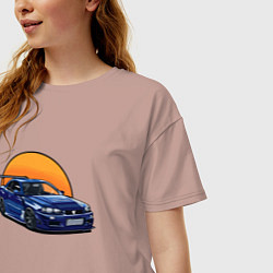Футболка оверсайз женская Ниссан gtr 2022, цвет: пыльно-розовый — фото 2