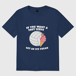 Футболка оверсайз женская Ice Cream Volleyball, цвет: тёмно-синий