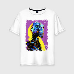 Женская футболка оверсайз Cyber fashion skull 2028