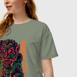 Футболка оверсайз женская Ложь в маске, цвет: авокадо — фото 2