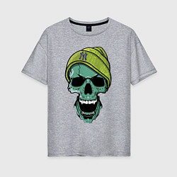 Футболка оверсайз женская New York Yankees Cool skull, цвет: меланж