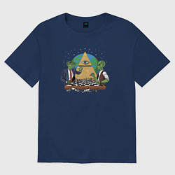 Женская футболка оверсайз Рептилоид играет в шахматы против Зеленого человеч