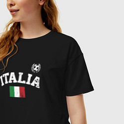 Футболка оверсайз женская Футбол Италия, цвет: черный — фото 2