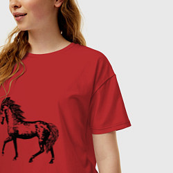 Футболка оверсайз женская Мустанг Лошадь, цвет: красный — фото 2