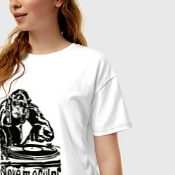 Футболка оверсайз женская Обезьяна диджей, цвет: белый — фото 2