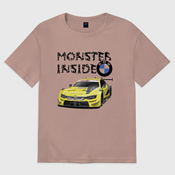 Футболка оверсайз женская BMW M Power Monster inside, цвет: пыльно-розовый