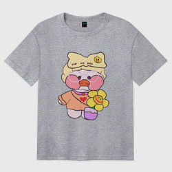 Футболка оверсайз женская Lalafanfan duck в очках, цвет: меланж