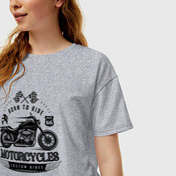 Футболка оверсайз женская Motorcycle Born to ride, цвет: меланж — фото 2