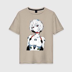 Женская футболка оверсайз Рей Аянами Rei Ayanami Ева Евангелион