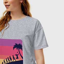 Футболка оверсайз женская Summer - Volleyball, цвет: меланж — фото 2
