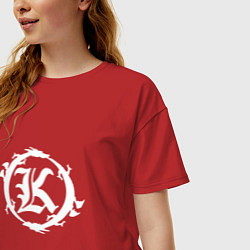Футболка оверсайз женская Кукрыниксы логотип, цвет: красный — фото 2