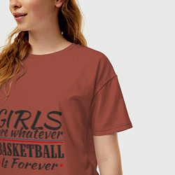 Футболка оверсайз женская Girls & Basketball, цвет: кирпичный — фото 2