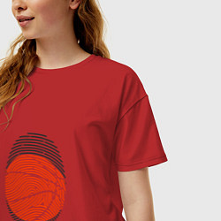 Футболка оверсайз женская Баскетбол - Отпечаток, цвет: красный — фото 2