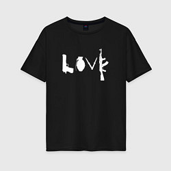 Женская футболка оверсайз Banksy LOVE Weapon