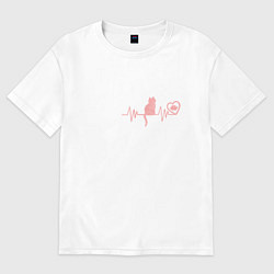 Женская футболка оверсайз Кардио котик