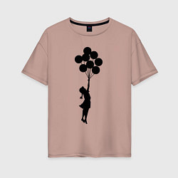 Женская футболка оверсайз BANKSY БЭНКСИ девочка с шариками