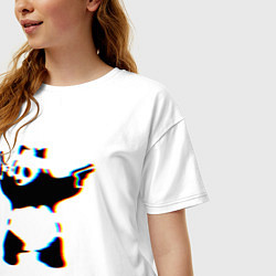 Футболка оверсайз женская Banksy Panda with guns - Бэнкси, цвет: белый — фото 2