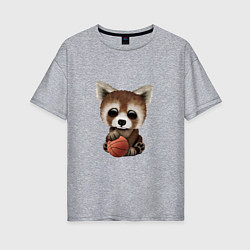 Женская футболка оверсайз Панда - Баскетбол