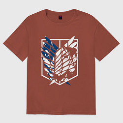 Футболка оверсайз женская Образ лица Эрена attack on titan, цвет: кирпичный