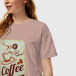 Футболка оверсайз женская Coffee Cup Retro, цвет: пыльно-розовый — фото 2
