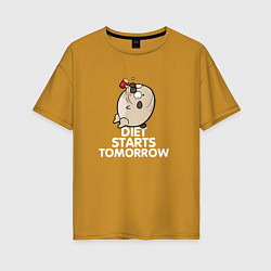 Женская футболка оверсайз Pug Diet Starts Tomorrow