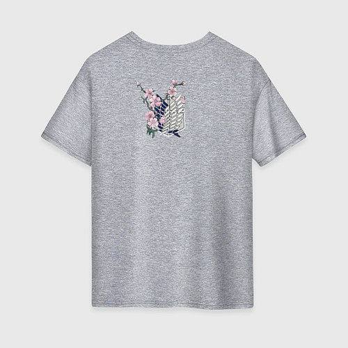 Женская футболка оверсайз Леви Аккерман хлопья / Меланж – фото 2