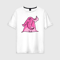 Футболка оверсайз женская Розовый слон, цвет: белый