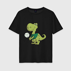 Женская футболка оверсайз Volleyball Dinosaur