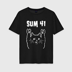 Футболка оверсайз женская SUM41 РОК КОТ, цвет: черный